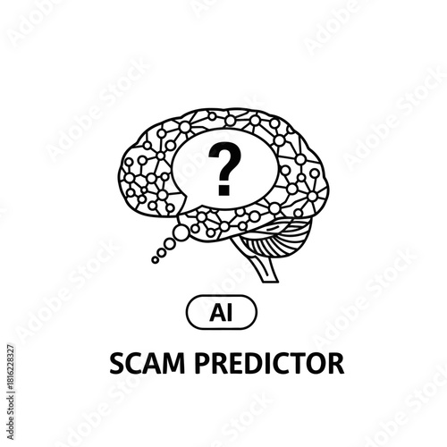 Scam Predictor AI An Icon Depicting a Brain with a Question Mark for Detecting Fraud