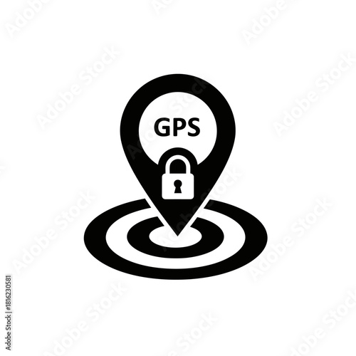 Secure GPS Location Pin Icon with Padlock Symbol for Private Tracking and Geolocation Security, Digital Vector Illustration for Navigation Protection and Confidentiality