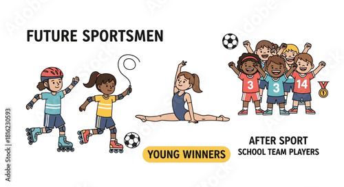 Future Sportsmen A Group of Young Athletes Celebrating Victory