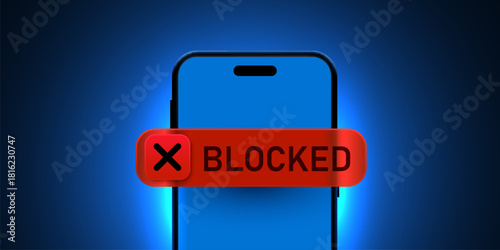 Blocked notification on a smartphone screen with a glass-effect button.