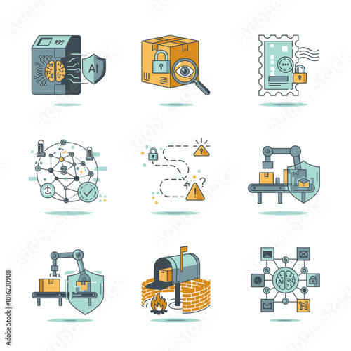 Securing AI Driven Logistics Icons of Delivery Protection