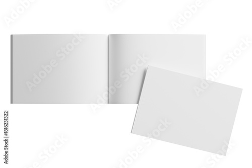 A5 / A4 Landscape Magazine White Blank 3D Rendering Transparent Background Mockup PNG