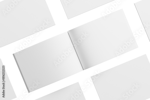 A5 / A4 Landscape Magazine White Blank 3D Rendering Transparent Background Mockup PNG