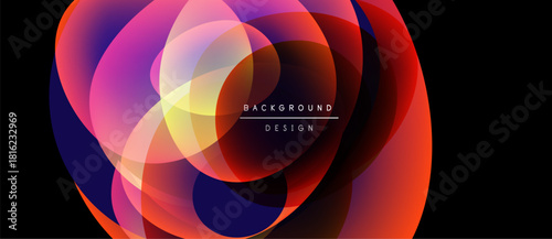 Abstract colorful layers create dynamic visual effect. Gradient hues blend, forming flowing shapes, modern design element.