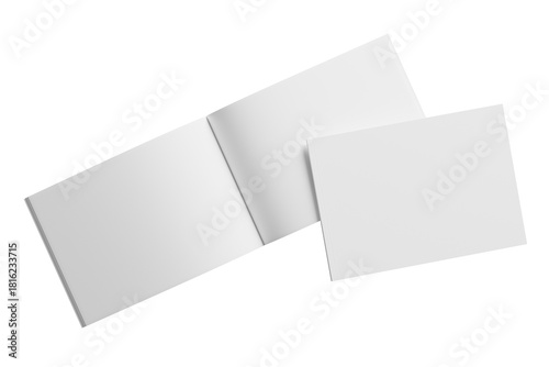 A5 / A4 Landscape Magazine White Blank 3D Rendering Transparent Background Mockup PNG