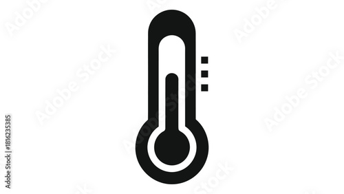 Black and white icon of a thermometer representing temperature sensors and monitoring isolated on white background