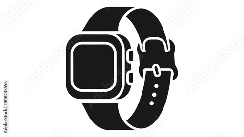 Black icon of a modern square smartwatch with a strap.