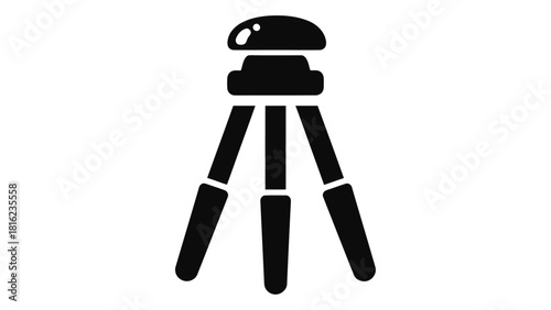 Black silhouette icon of a camera tripod for stable support.