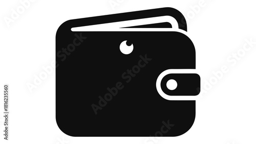 Black icon of a smart wallet representing secure digital storage for money, card, and identification.
