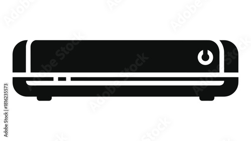 Black silhouette icon of a smart vacuum sealer machine for food preservation and air removal sealing.