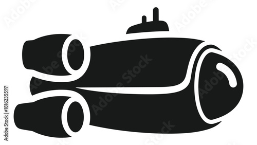 Black silhouette icon of an underwater drone or submersible vehicle for marine exploration and remote sensing.