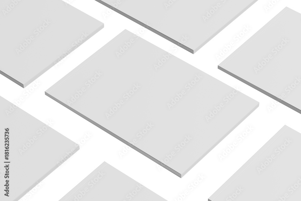 Fototapeta premium A5 / A4 Landscape Magazine White Blank 3D Rendering Transparent Background Mockup PNG