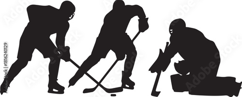 Dynamic Ice Hockey Silhouettes