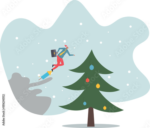 Boost business growth, innovation or fast speed development, rocket or firework boosting startup,about a man and his life.