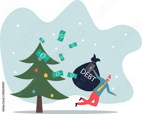 Debt burden, financial obligation or loan payment, heavy load of money failure,about a man and his life.