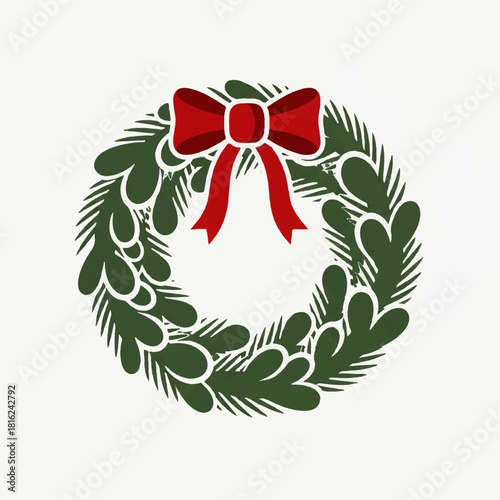 Festive Holiday Wreath A Charming Flat Vector Icon for Christmas Celebrations