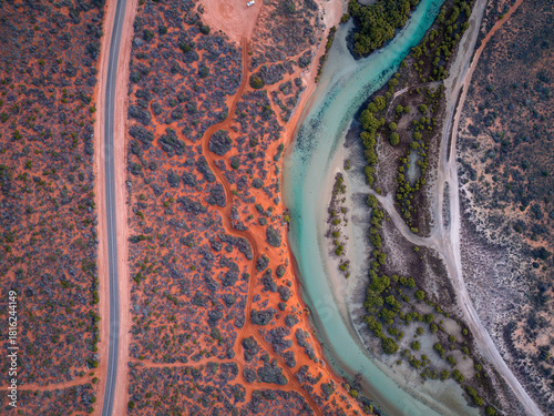 Aerial Shot of Turquoise Water and Coastline in Shark Bay and Monkey Mia