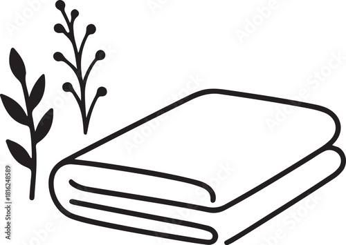 spa towel design with natural elements silhouette vector