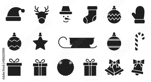 Christmas Icon Set – Minimalist Holiday Symbols Collection