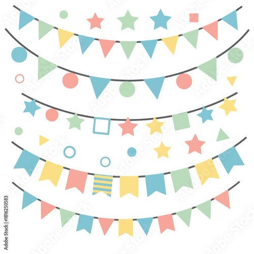 Pastel Party Banners and Decorative Elements