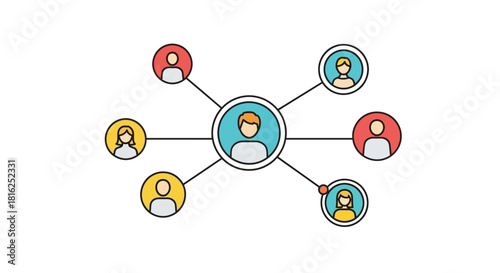 Network connection with interconnected profiles, emphasizing collaboration and interaction among