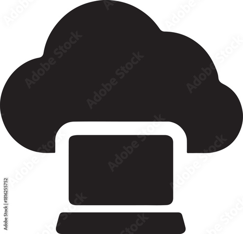 Cloud SaaS service icon showing online software access and digital platform tools in solid vector style.