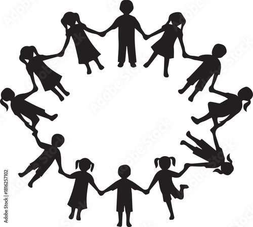 Diverse children holding hands in circle celebrating global unity and human rights day