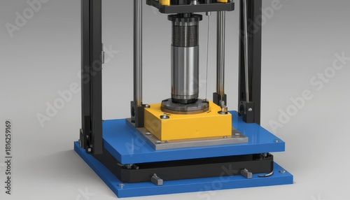 Detailed 3D rendering of a tensile testing machine for engineering analysis and materials research