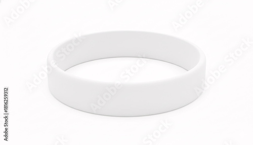 Blank white rubber wristband bracelet isolated on white. Sport center, gym or swimming pool silicone bracelet