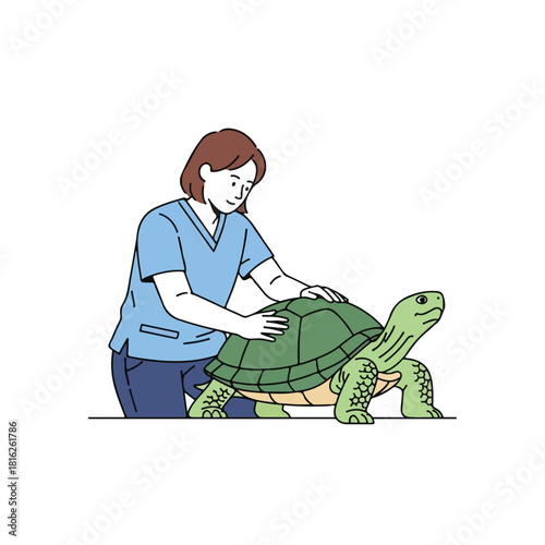 Vet Examines a Tortoise with Gentle Care