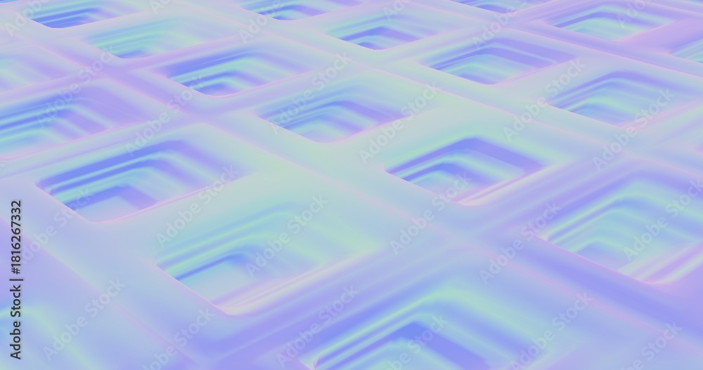 Fototapeta premium Abstract Holographic Grid Background | Pastel Iridescent Technology Surface