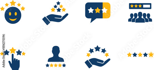 rating icons vector, feedback symbols, star review graphics, customer evaluation design, user satisfaction icons, cad drawing flat vector illustration