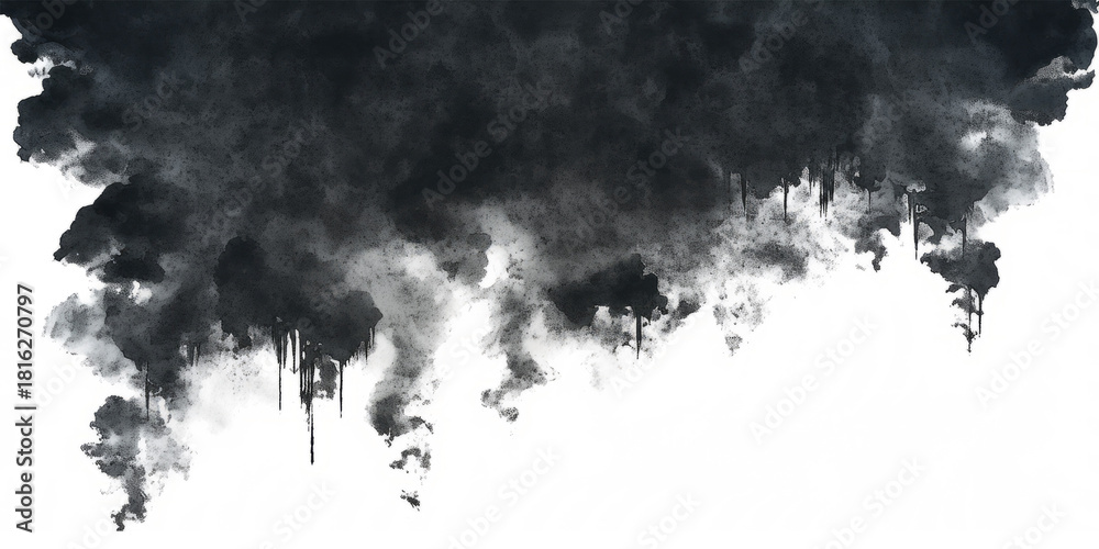 Obraz premium Thin sheet of black cloud with ragged torn edges