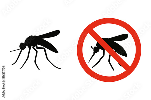 No Mosquitoes Allowed Vector Silhouette Icon Prevention