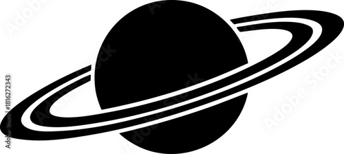 Ringed Planet Space Icon Vector Silhouette Design Element