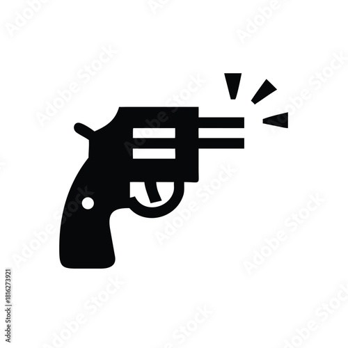 Black Revolver Icon with Muzzle Flash