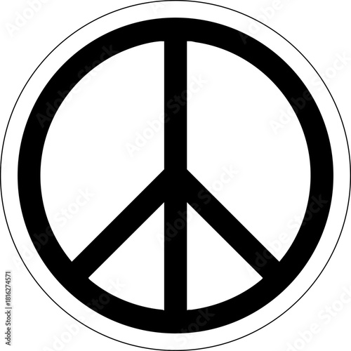 Black and White International Peace Sign Symbol Graphic
