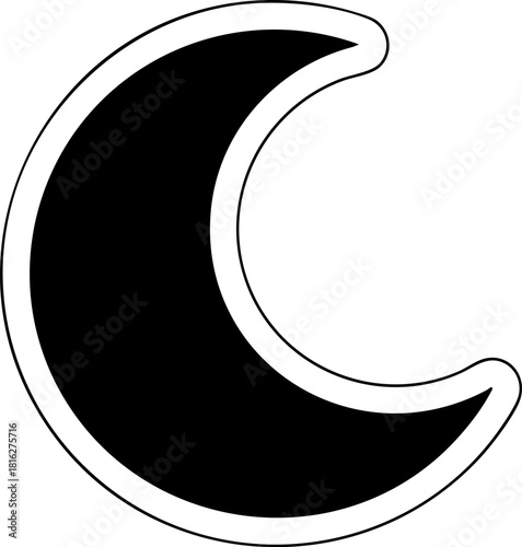 Black Crescent Moon Graphic Isolated Symbol Icon