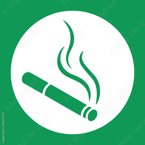 Smoking Icon – Green Cigarette Symbol in Square