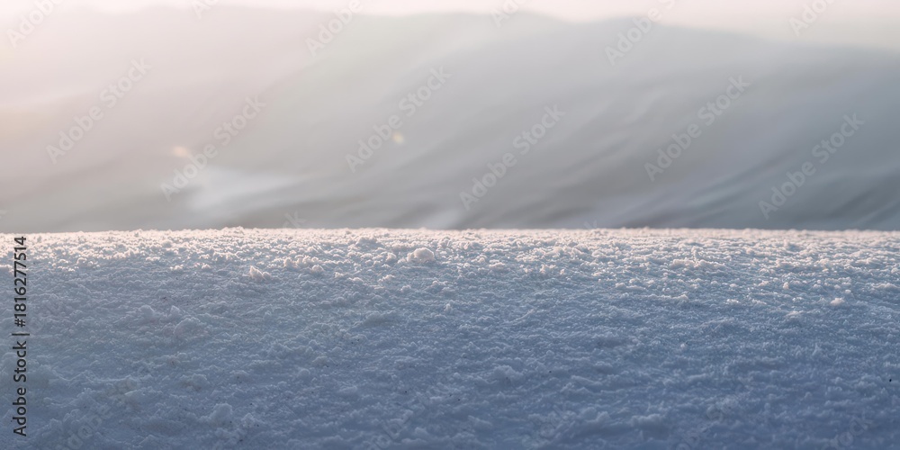 Fototapeta premium Minimalist Powder Snow Texture with Pastel Pink Rim - Winter Background
