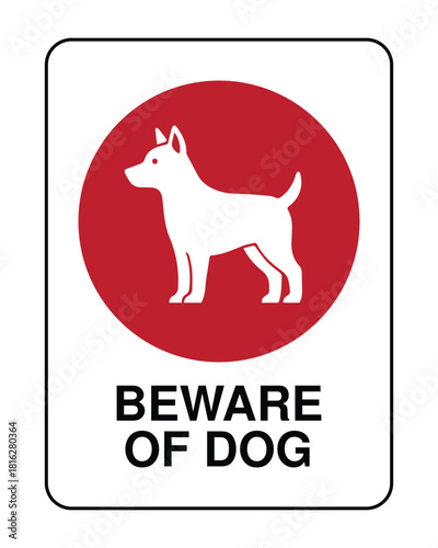 Beware of Dog Sign – Red Circle Warning