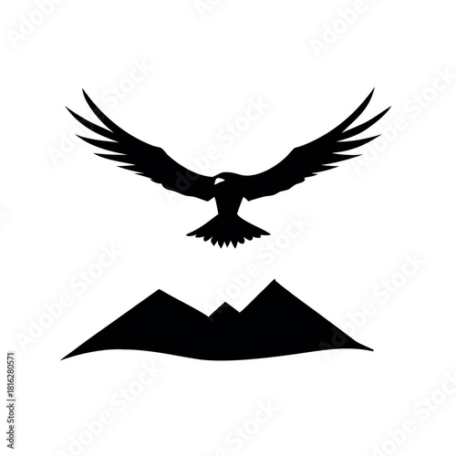 Eagle in Flight Soaring Gracefully Across Open Sky in Majestic Motion Vector illustration
