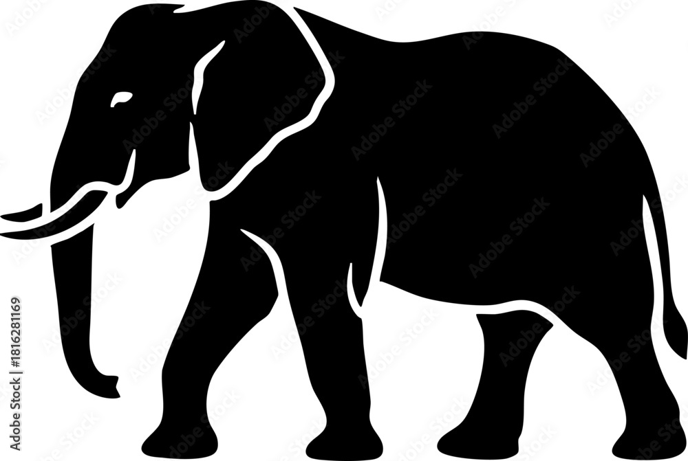 Fototapeta premium Elephant Silhouette Walking Side View Icon Graphic Resource