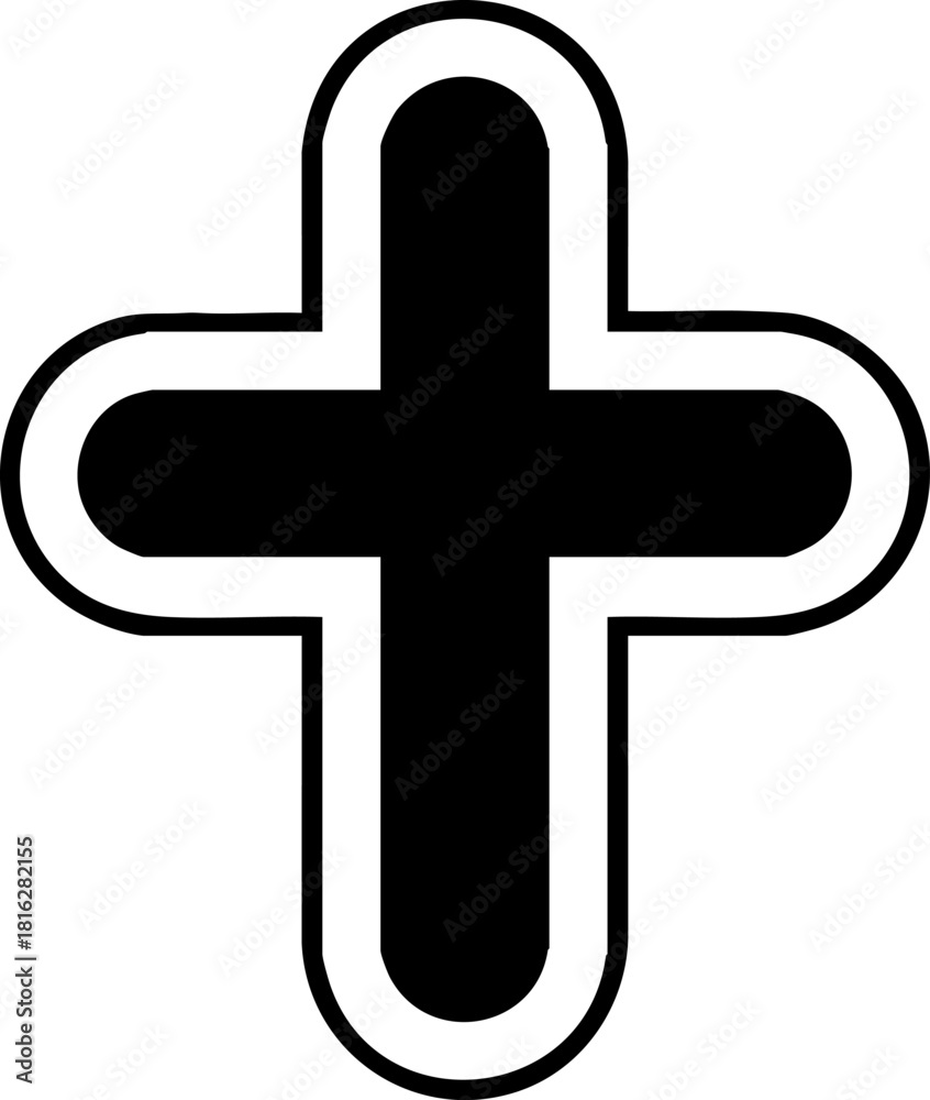Obraz premium Black plus sign with rounded edges isolated icon.