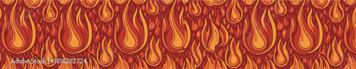 Repeating Abstract Pattern of Red and Orange Flames