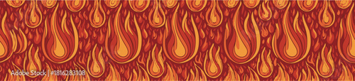 Vertical repeating pattern of stylized orange and red flames