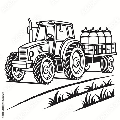Tractor Carrying Milk Cans 1