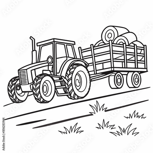 Tractor with Hay Trailer 1