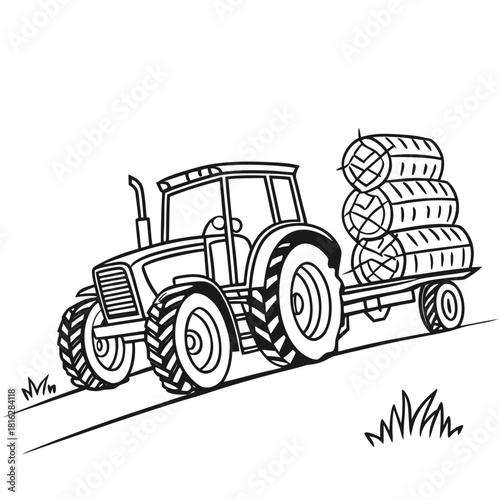 Tractor with Hay Bale