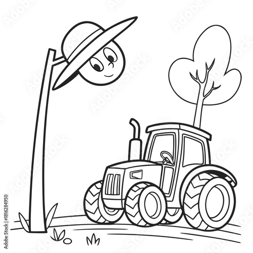 Tractor with Farmer Hat Hanging